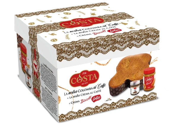 Colomba al Caffé con Crema al caffé e Crema Lotus Biscoff